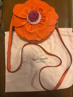 kate spade Orange Floral Applique Leather Crossbody